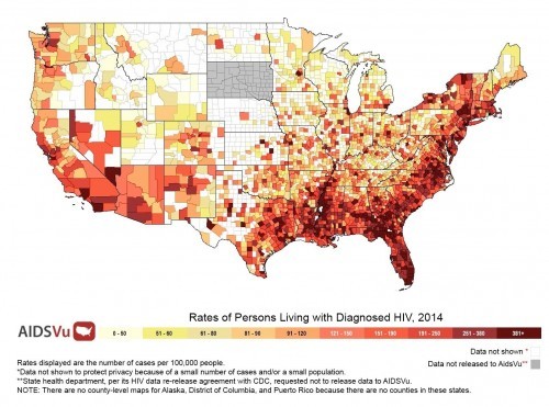 AIDSVu Releases State-by-State data-rich map detailing concentration of HIV epidemic